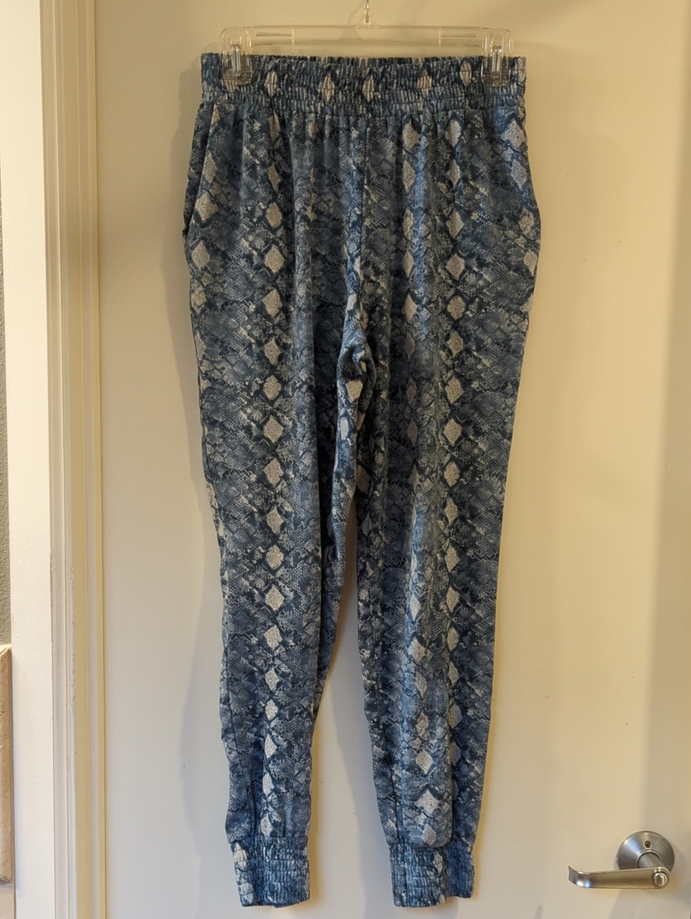 AQUA Blue Snake-Print Jogger Pants